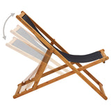 Chaise pliable de plage bois d'eucalyptus et tissu noir