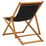 Chaise pliable de plage bois d'eucalyptus et tissu noir