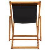 Chaise pliable de plage bois d'eucalyptus et tissu noir