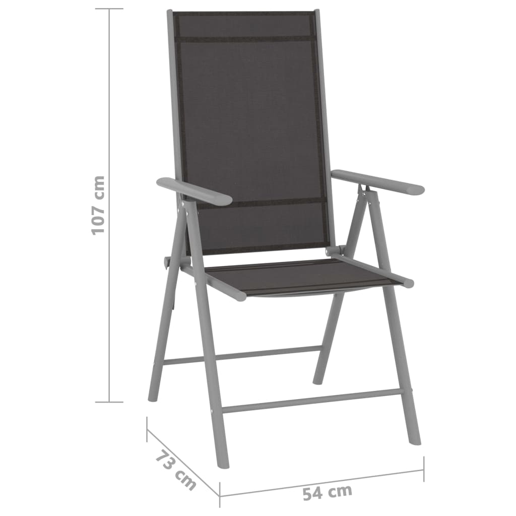 Chaises de jardin pliables lot de 2 Textilène Noir