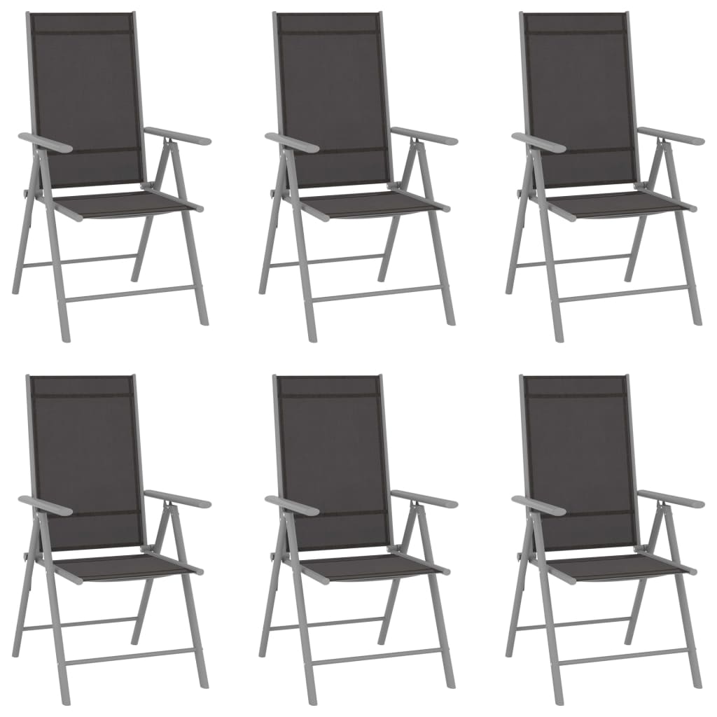 Chaises de jardin pliables lot de 6 Textilène Noir