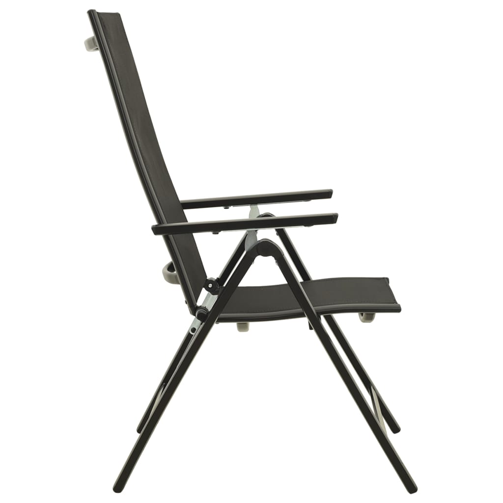 Chaises pliables de jardin lot de 2 Textilène et aluminium Noir