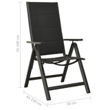 Chaises pliables de jardin lot de 2 Textilène et aluminium Noir