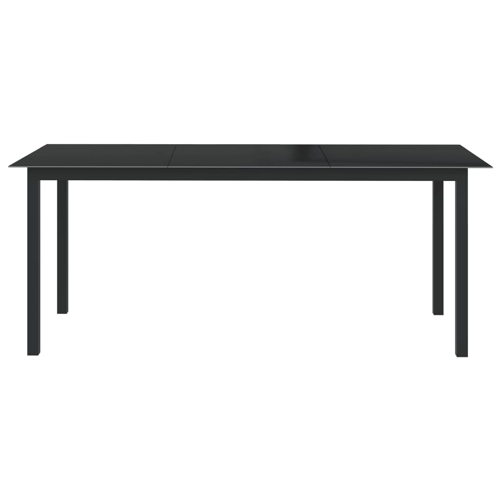 Table de jardin Noir 190x90x74 cm Aluminium et verre