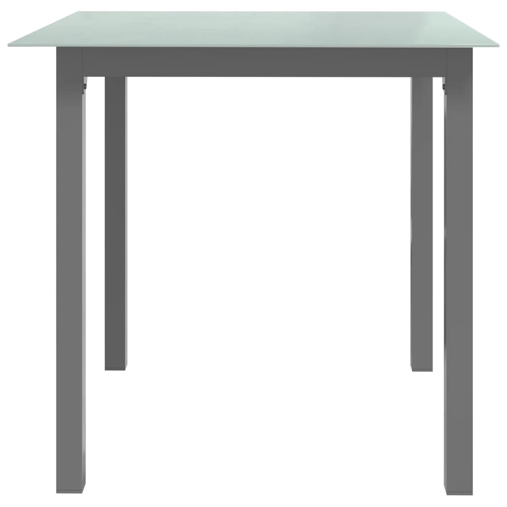 Table de jardin Gris clair 80x80x74 cm Aluminium et verre