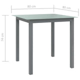 Table de jardin Gris clair 80x80x74 cm Aluminium et verre