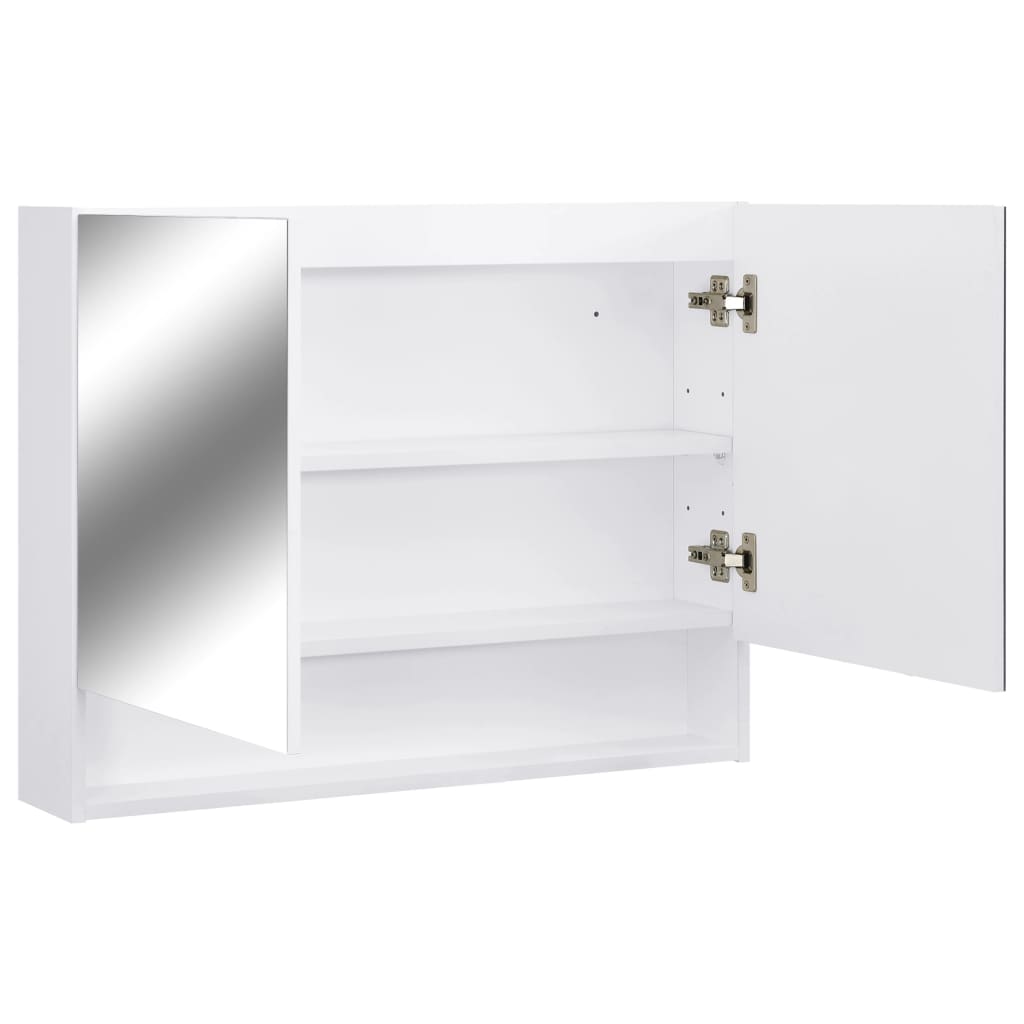 LED-Badezimmerspiegelschrank Weiß 80x15x60 cm MDF