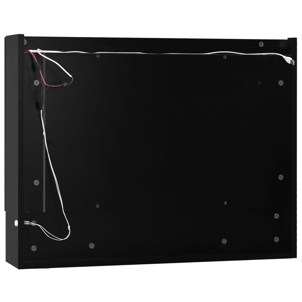 Armoire à miroir de salle de bain LED Noir 80x15x60 cm MDF