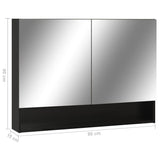 Armoire à miroir de salle de bain LED Noir 80x15x60 cm MDF