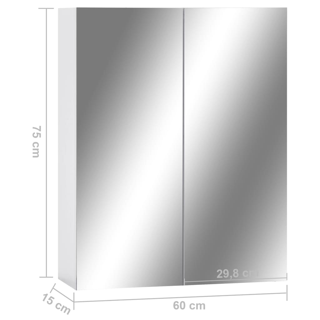 Armoire à miroir de salle de bain Blanc 60x15x75 cm MDF