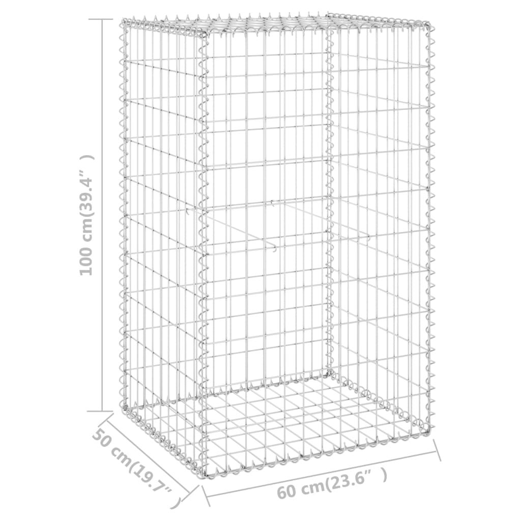 Mur en gabion avec couvercles Acier galvanisé 60x50x100 cm