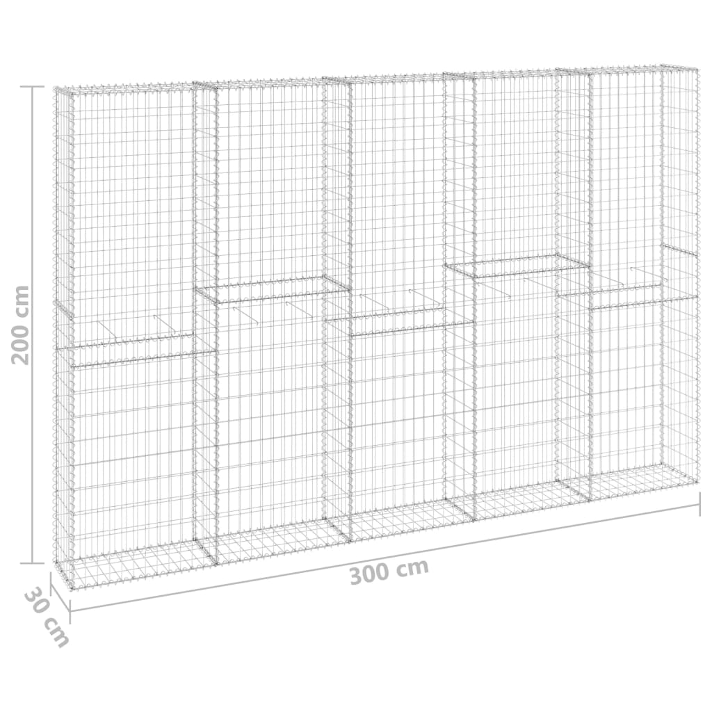 Gabion wall with covers Galvanized steel 300x30x200 cm