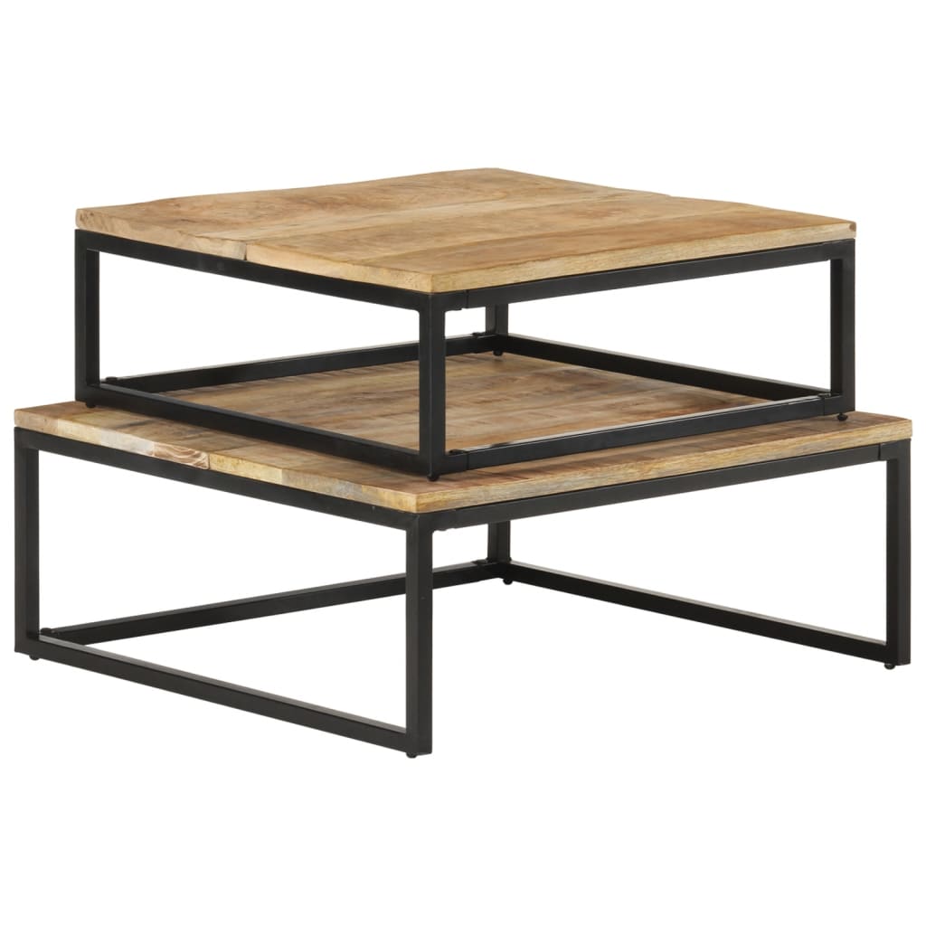 Tables gigognes 2 pcs Bois solide de manguier