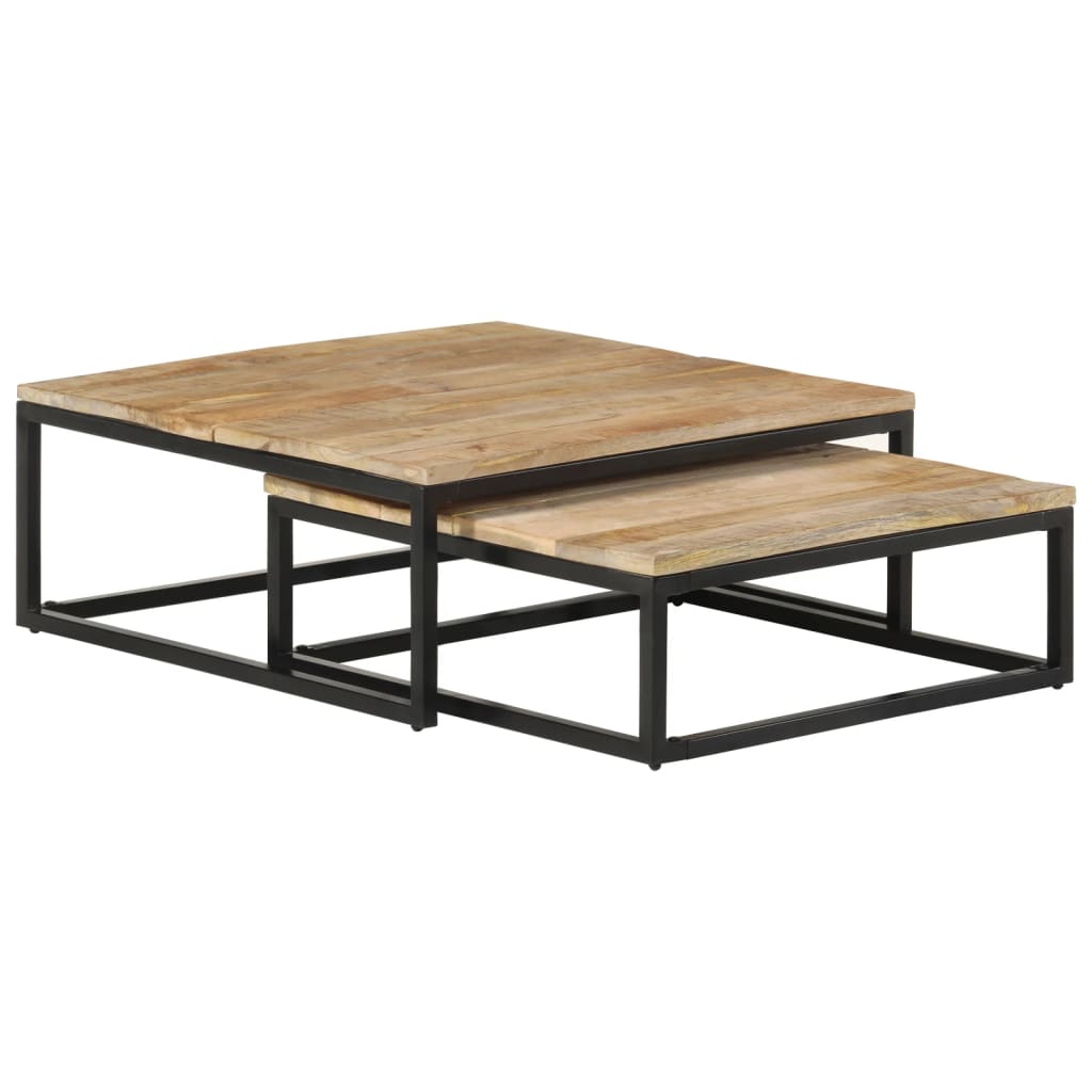 Tables gigognes 2 pcs Bois solide de manguier