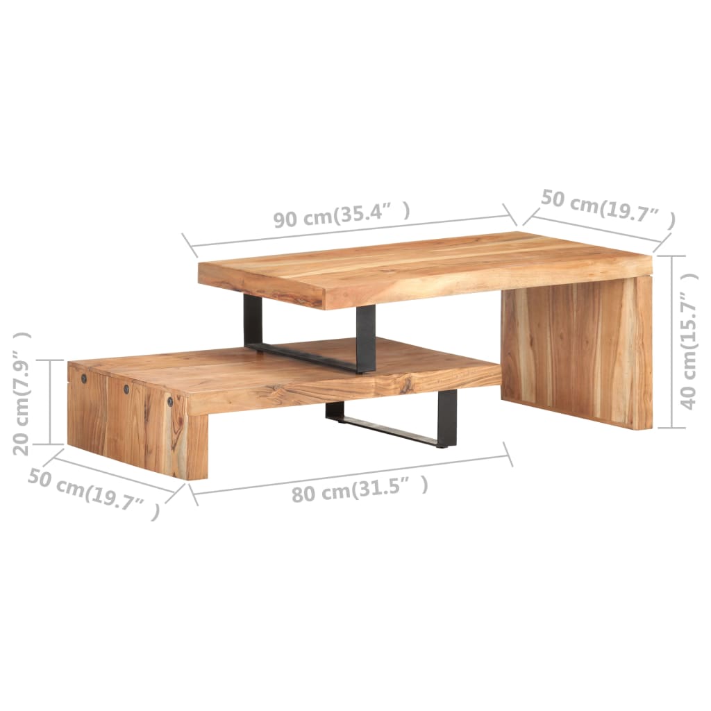 Ensemble de 2 tables basses Bois d'acacia massif