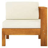 Central sofa with 1 armrest Cream white Solid acacia