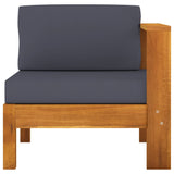 Central sofa with 1 armrest Dark gray Solid acacia