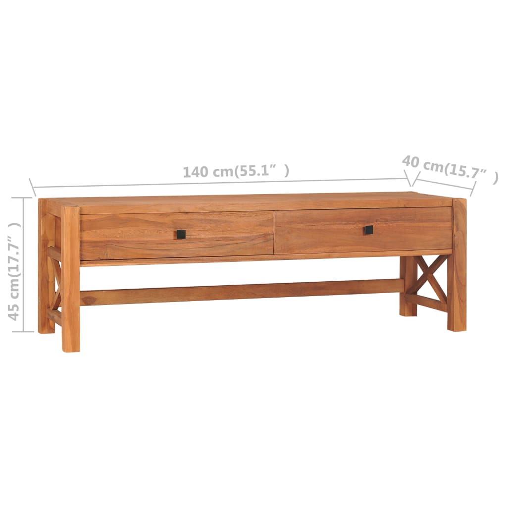 Meuble TV 140x40x45 cm Bois de teck