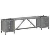 Banc de jardin avec 2 jardinières 150 cm bois d'acacia gris