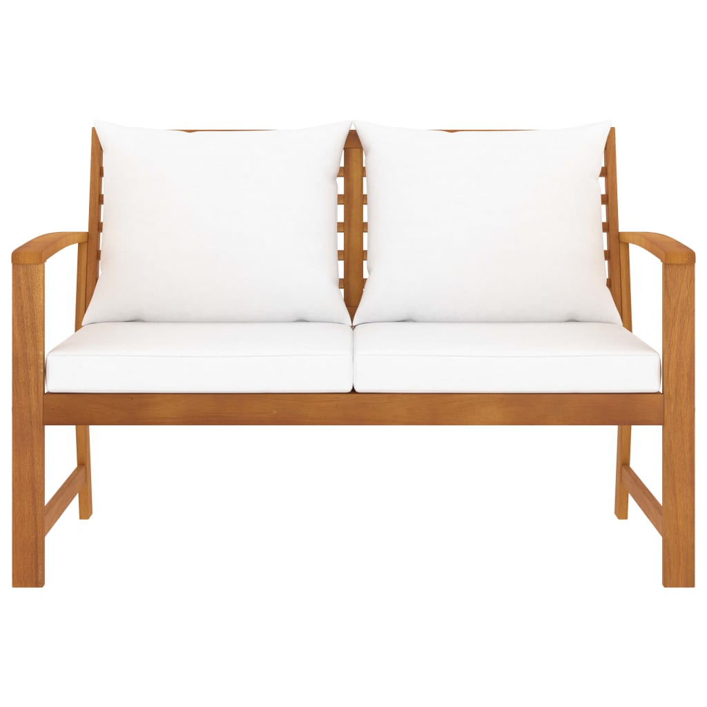 Banc de jardin avec coussin crème 120 cm Bois solide d'acacia