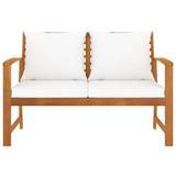 Banc de jardin avec coussin crème 120 cm Bois solide d'acacia