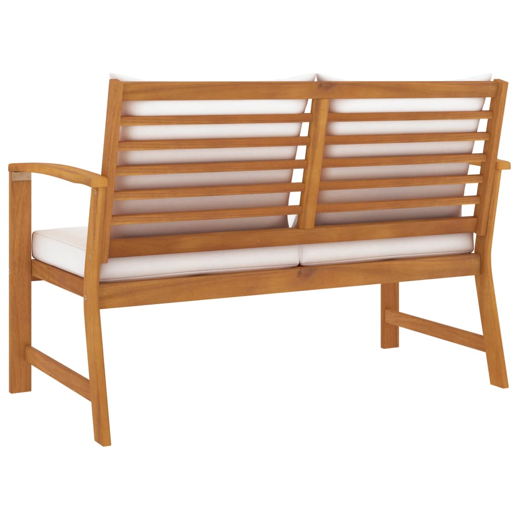 Banc de jardin avec coussin crème 120 cm Bois solide d'acacia