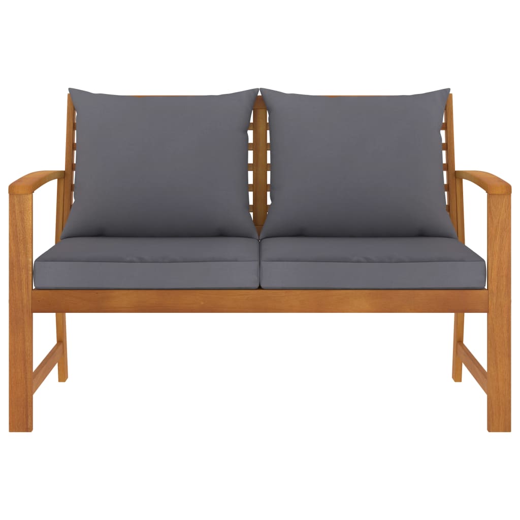 Banc de jardin 120cm et coussin gris foncé Bois solide d'acacia