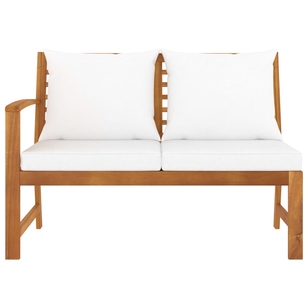 Banc de jardin 114,5 cm avec coussin crème Bois solide d'acacia