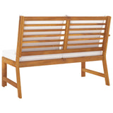 Banc de jardin 114,5 cm avec coussin crème Bois solide d'acacia