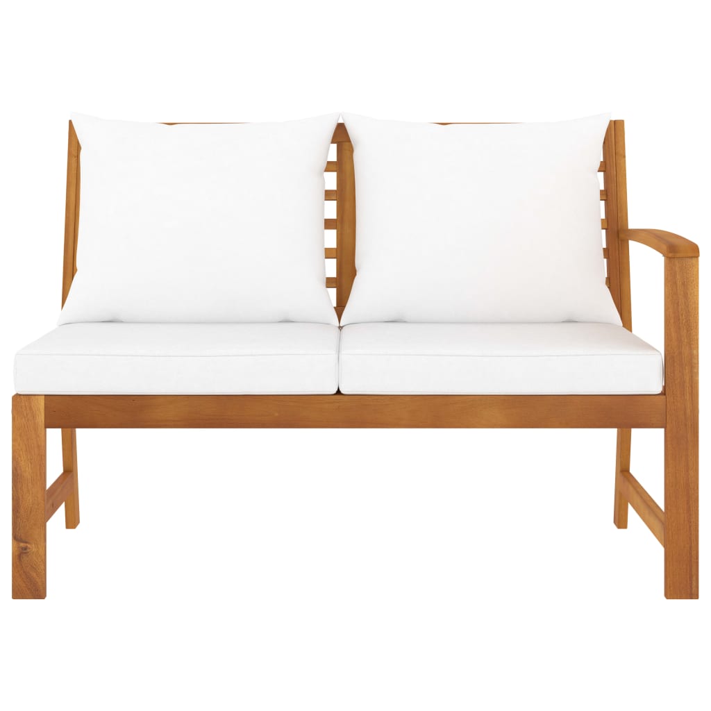 Banc de jardin 114,5 cm avec coussin crème Bois solide d'acacia