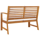 Banc de jardin 114,5 cm avec coussin crème Bois solide d'acacia