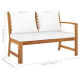 Banc de jardin 114,5 cm avec coussin crème Bois solide d'acacia