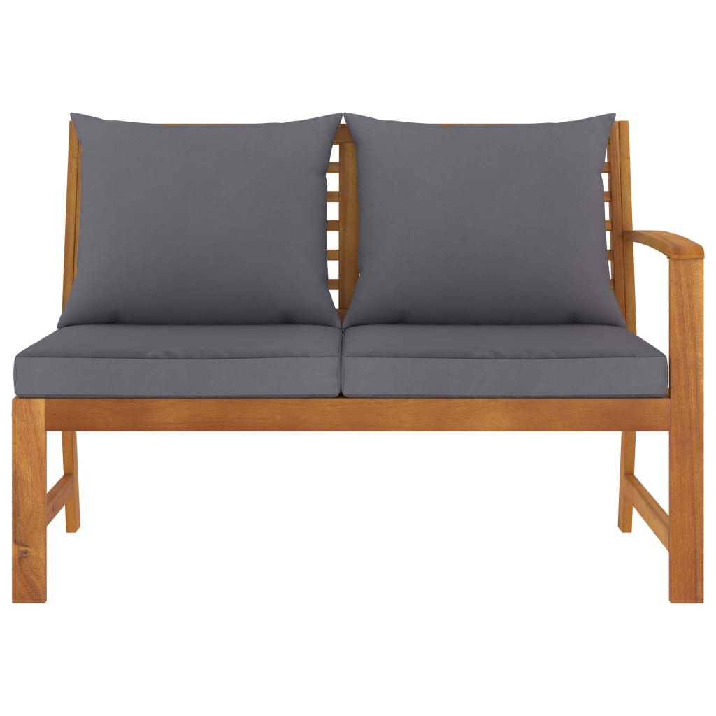 Banc de jardin 114,5 cm avec coussin gris foncé Bois d'acacia