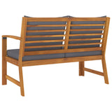 Banc de jardin 114,5 cm avec coussin gris foncé Bois d'acacia