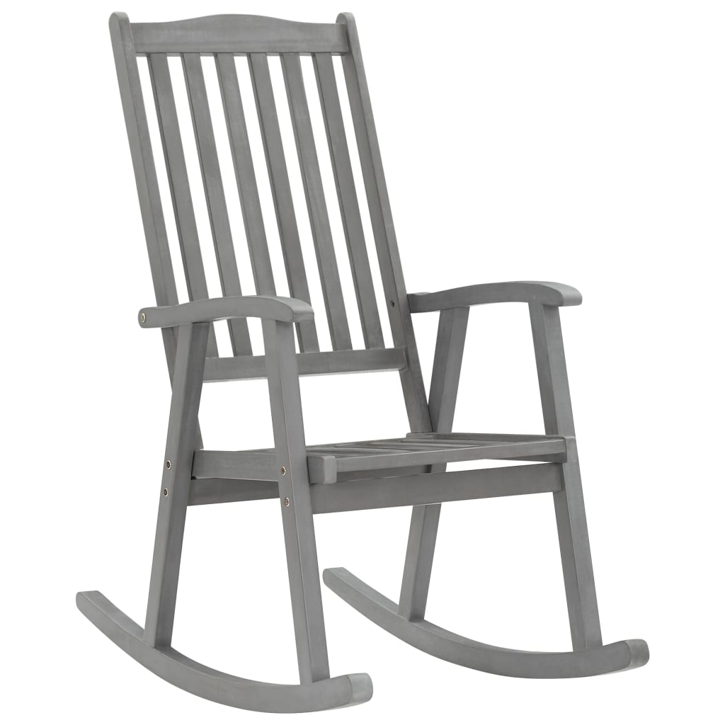 Chaise à bascule gris bois d'acacia massif