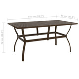 Table de jardin Marron 140x80x72 cm Acier