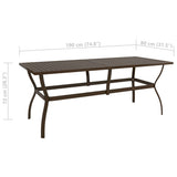 Table de jardin Marron 190x80x72 cm Acier