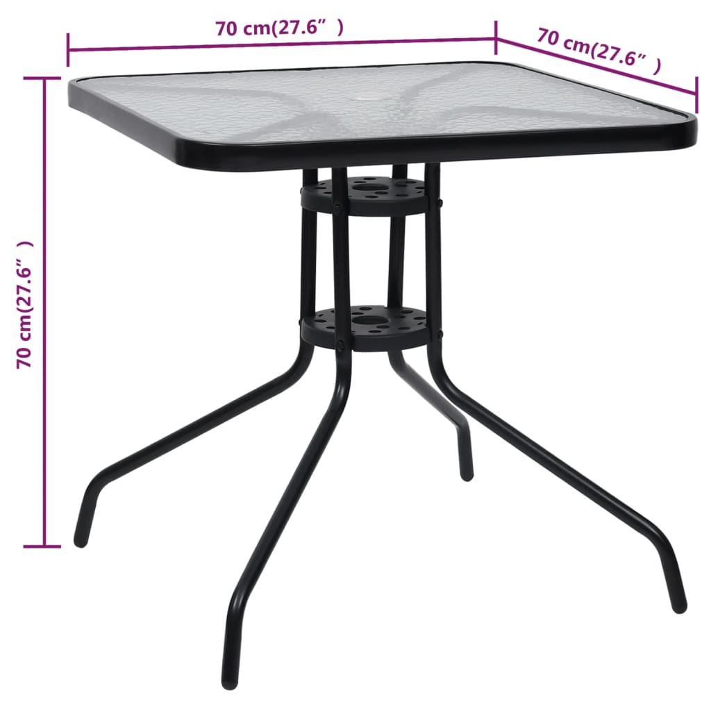 Table de jardin Noir 70x70x70 cm Acier