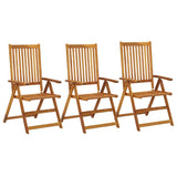 Chaises inclinables de jardin lot de 3 Bois solide d'acacia