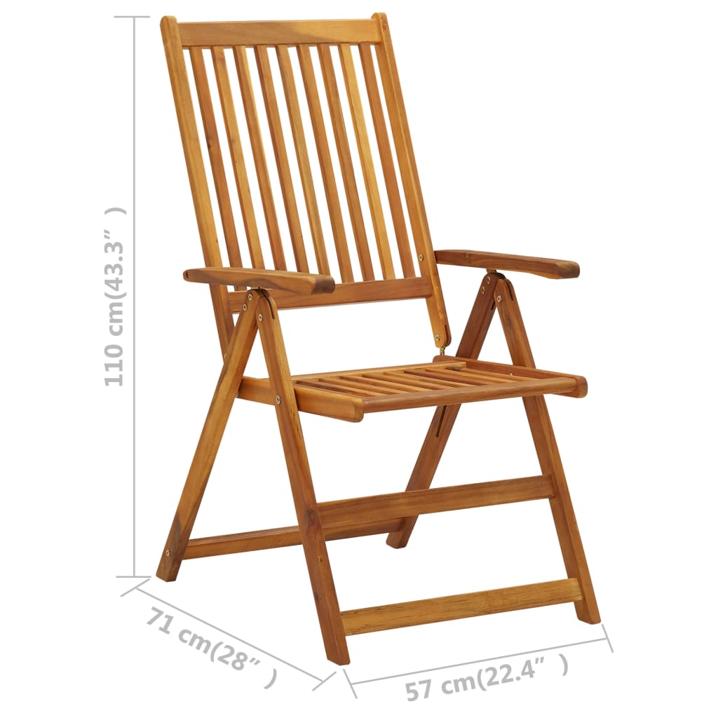 Chaises inclinables de jardin lot de 3 Bois solide d'acacia