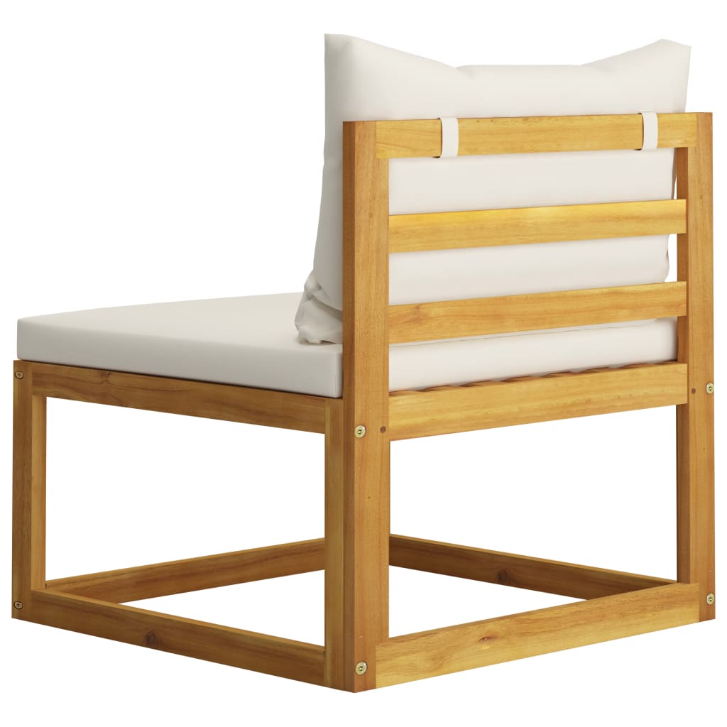 Salon de jardin 3 pcs avec coussins crème Bois d'acacia solide