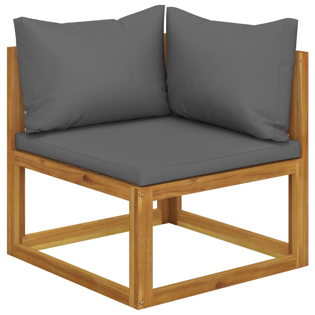 Canapé d'angle sectionnel avec coussin gris foncé Bois d'acacia