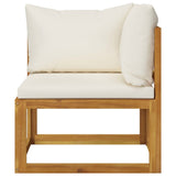 Canapé d'angle sectionnel et coussin blanc crème Bois d'acacia