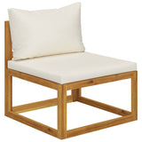 Canapé central sectionnel et coussin blanc crème Bois d'acacia