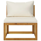 Canapé central sectionnel et coussin blanc crème Bois d'acacia