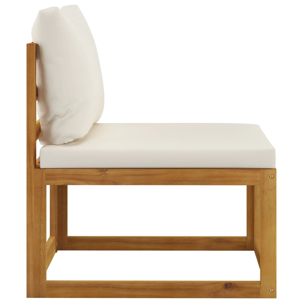 Canapé central sectionnel et coussin blanc crème Bois d'acacia