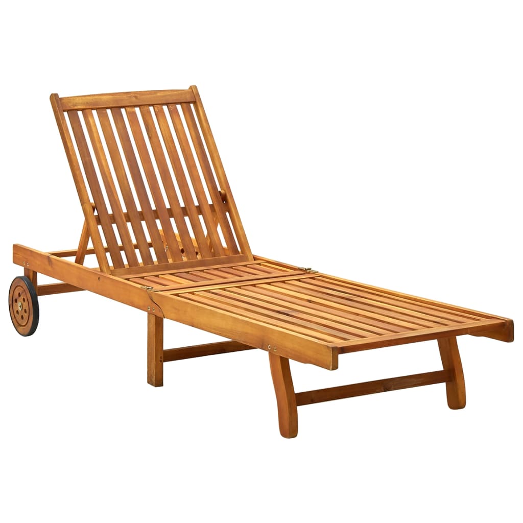 Chaise longue bois d'acacia solide