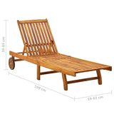 Chaise longue bois d'acacia solide