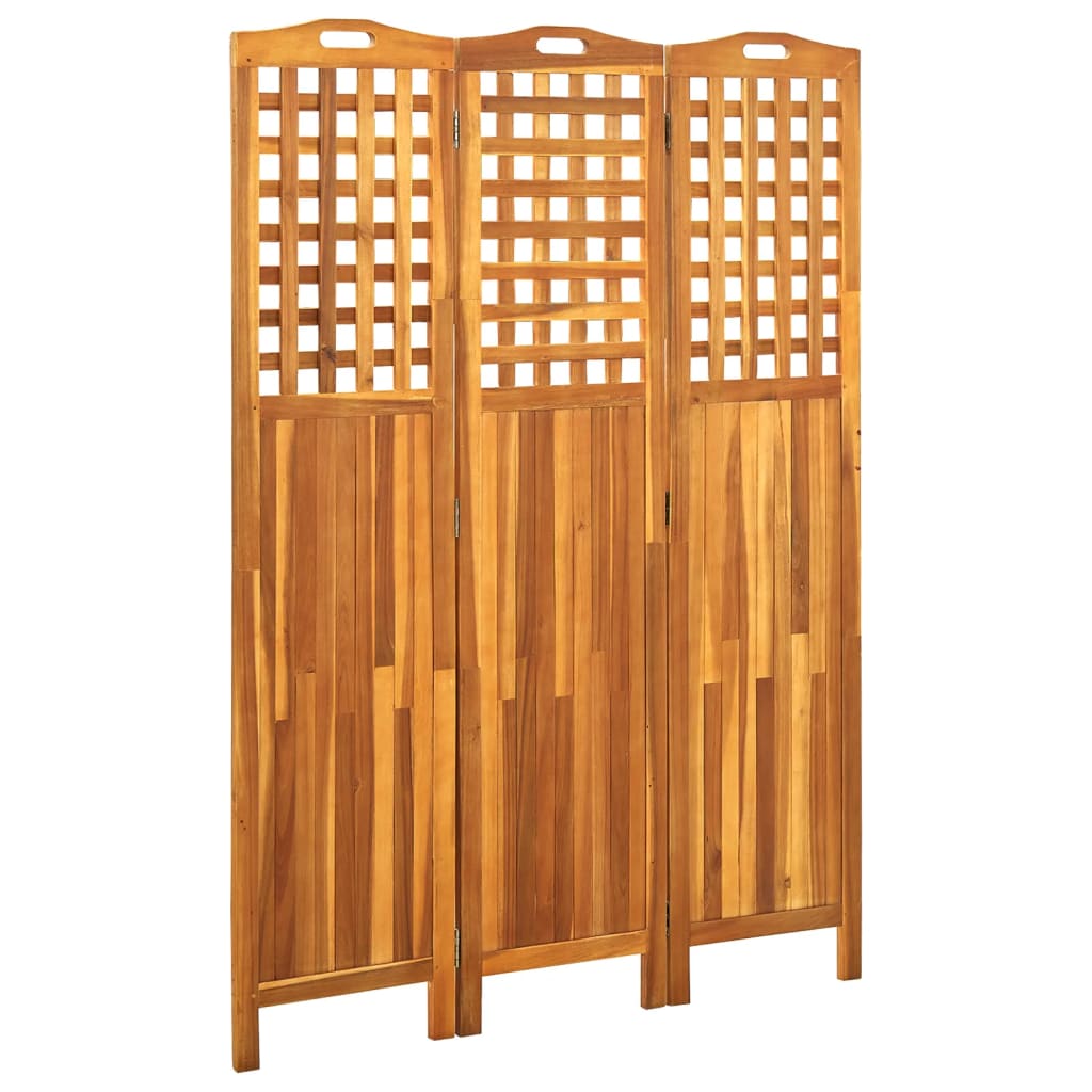 Cloison de séparation 3 panneaux 121x2x170 cm Bois d'acacia