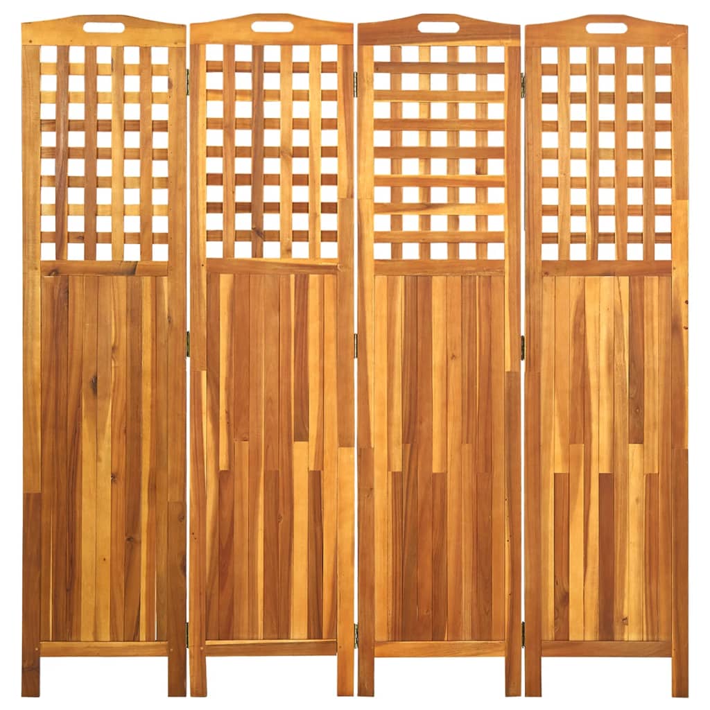 Cloison de séparation 4 panneaux 161x2x170 cm Bois d'acacia